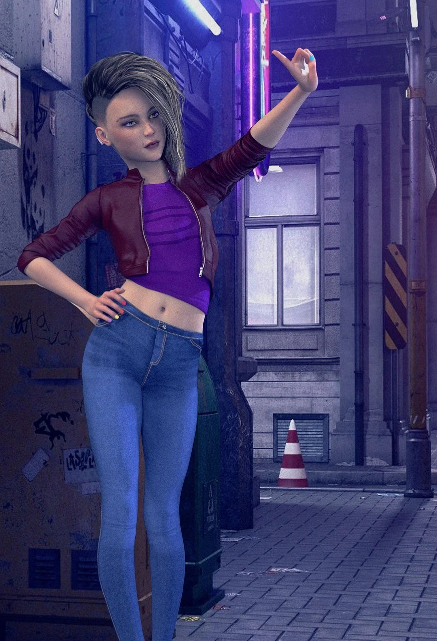 女性、服、ファサード、建物