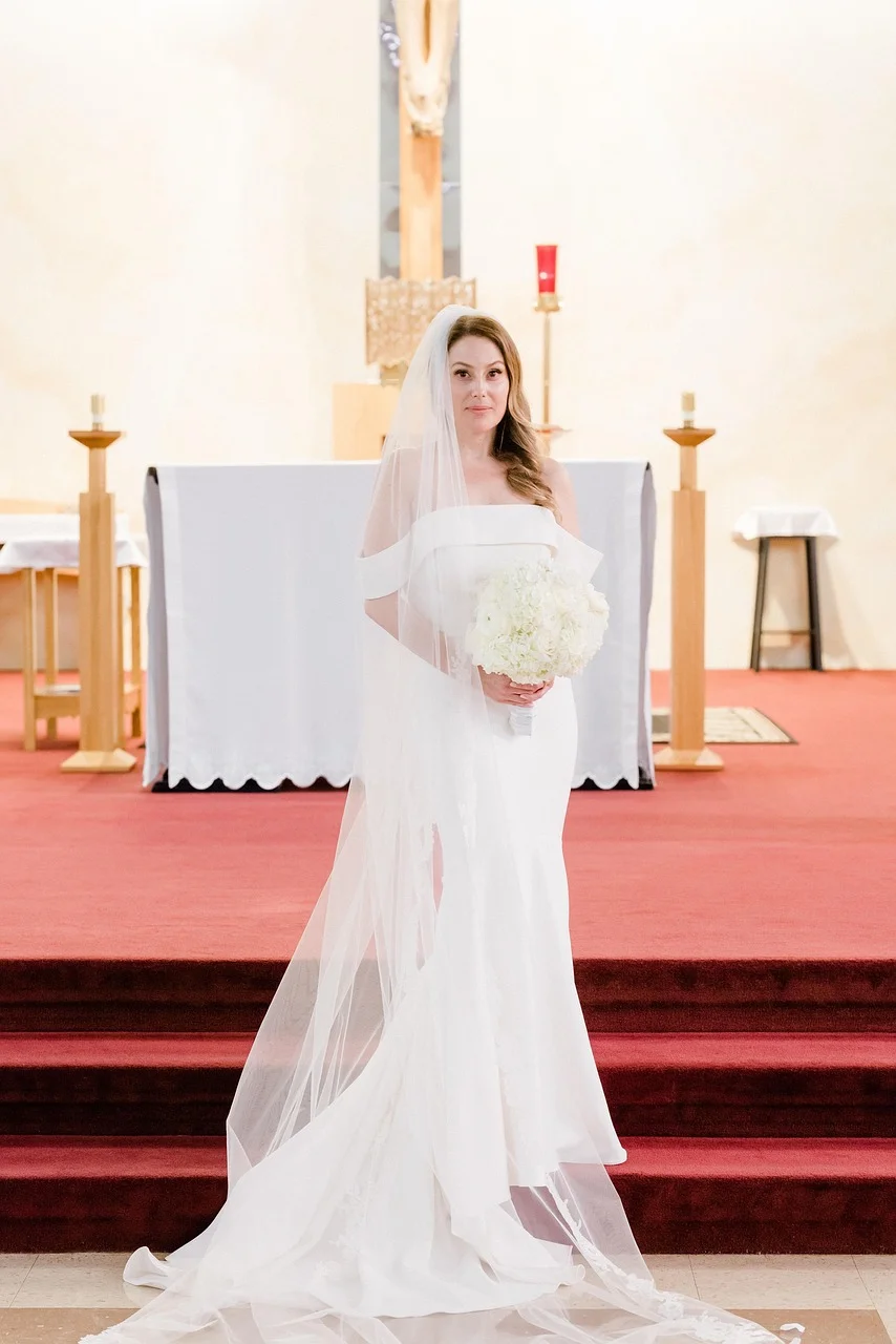 wedding, bride, woman, church