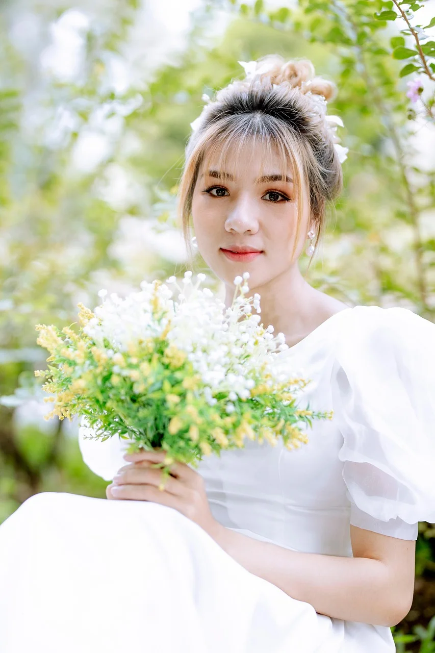 bride, model, woman, white dress