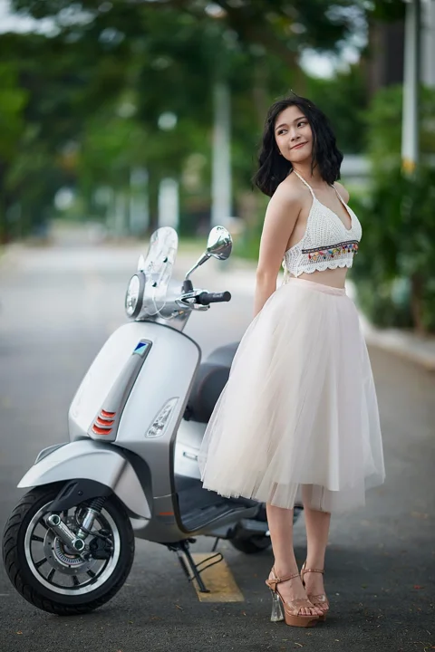 woman, portrait, model, white dress