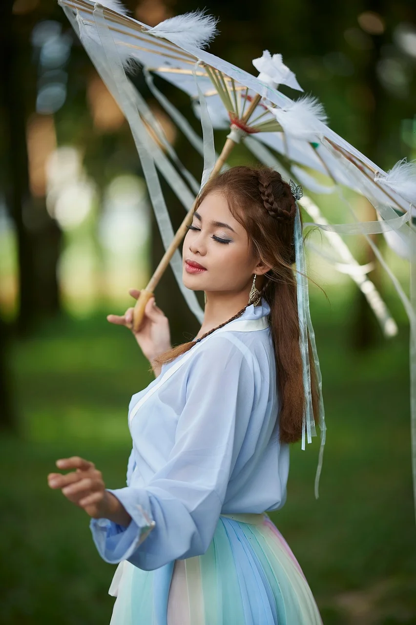 女人,雨傘,復古,時髦