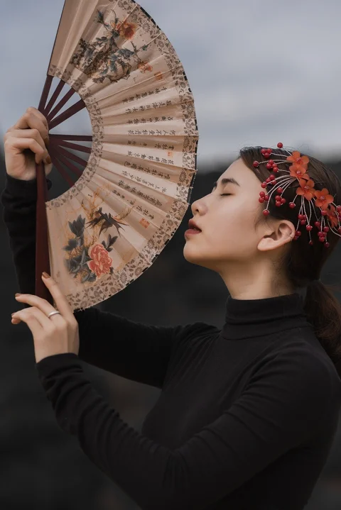 woman, fan, asian, black