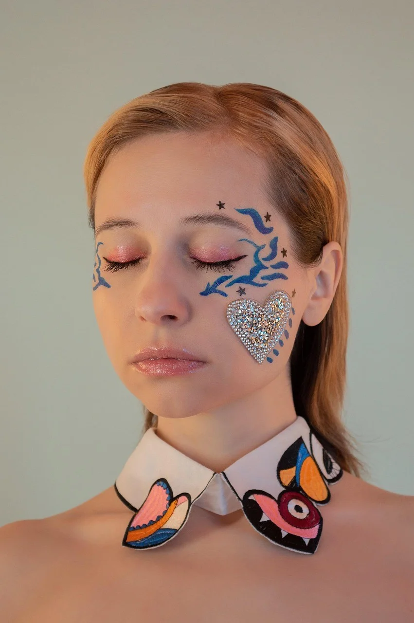 woman, makeup, put up, face art