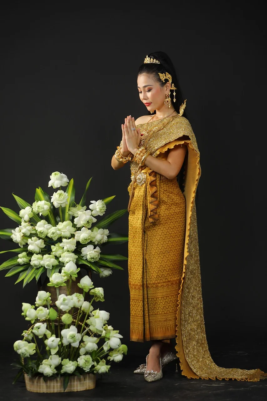 woman, asian, traditional costume, model