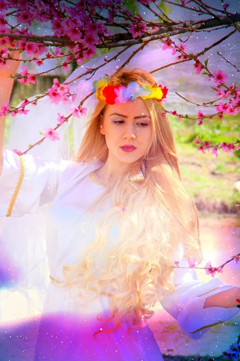 face, princess, spring, blonde hair