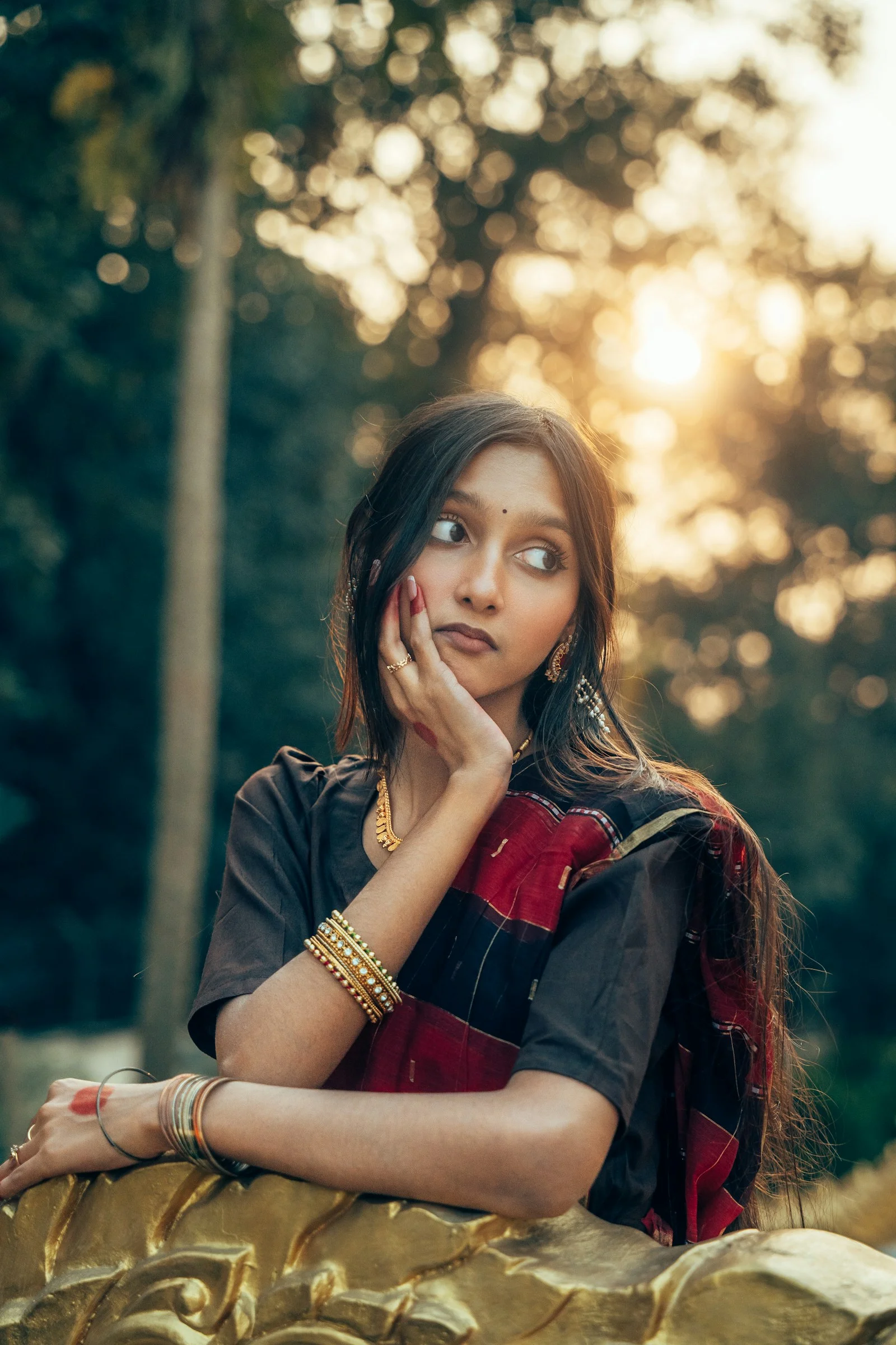Young woman in traditional indian attire outdoors