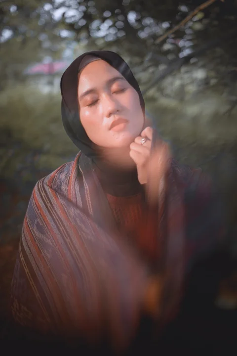 女人,希贾布,扎染毯子,肖像