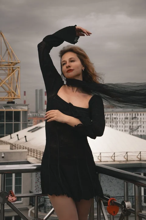 woman, hat, black dress, gothic