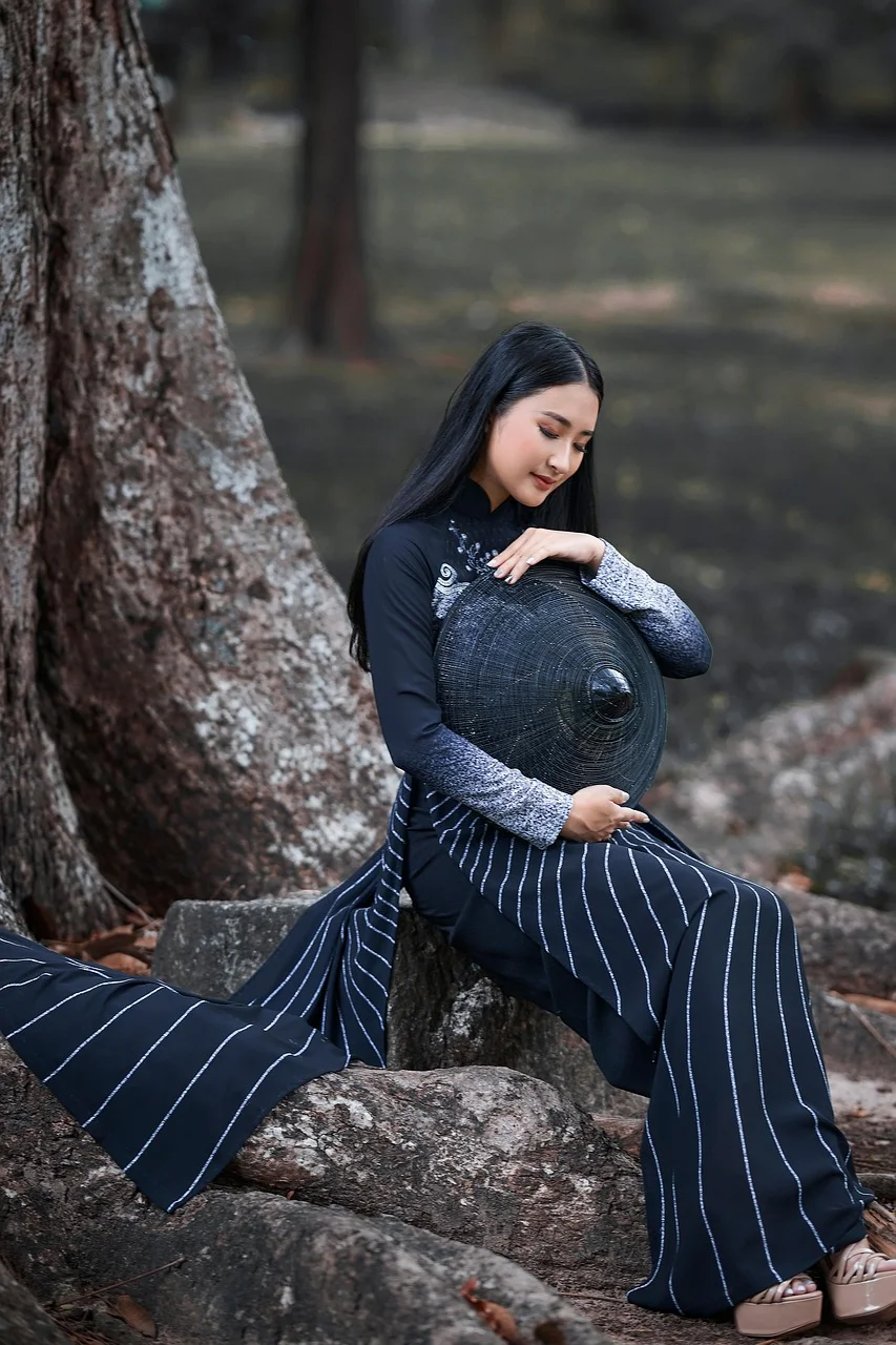 woman, portrait, ao dai, dress