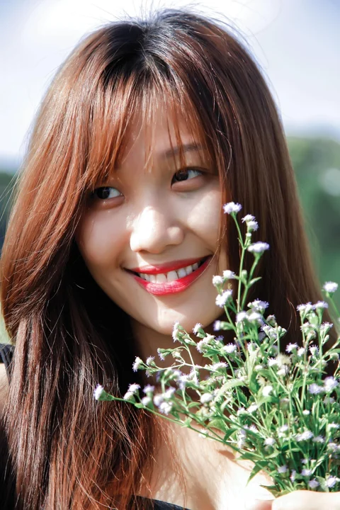 肖像, 花, 女人, 模特