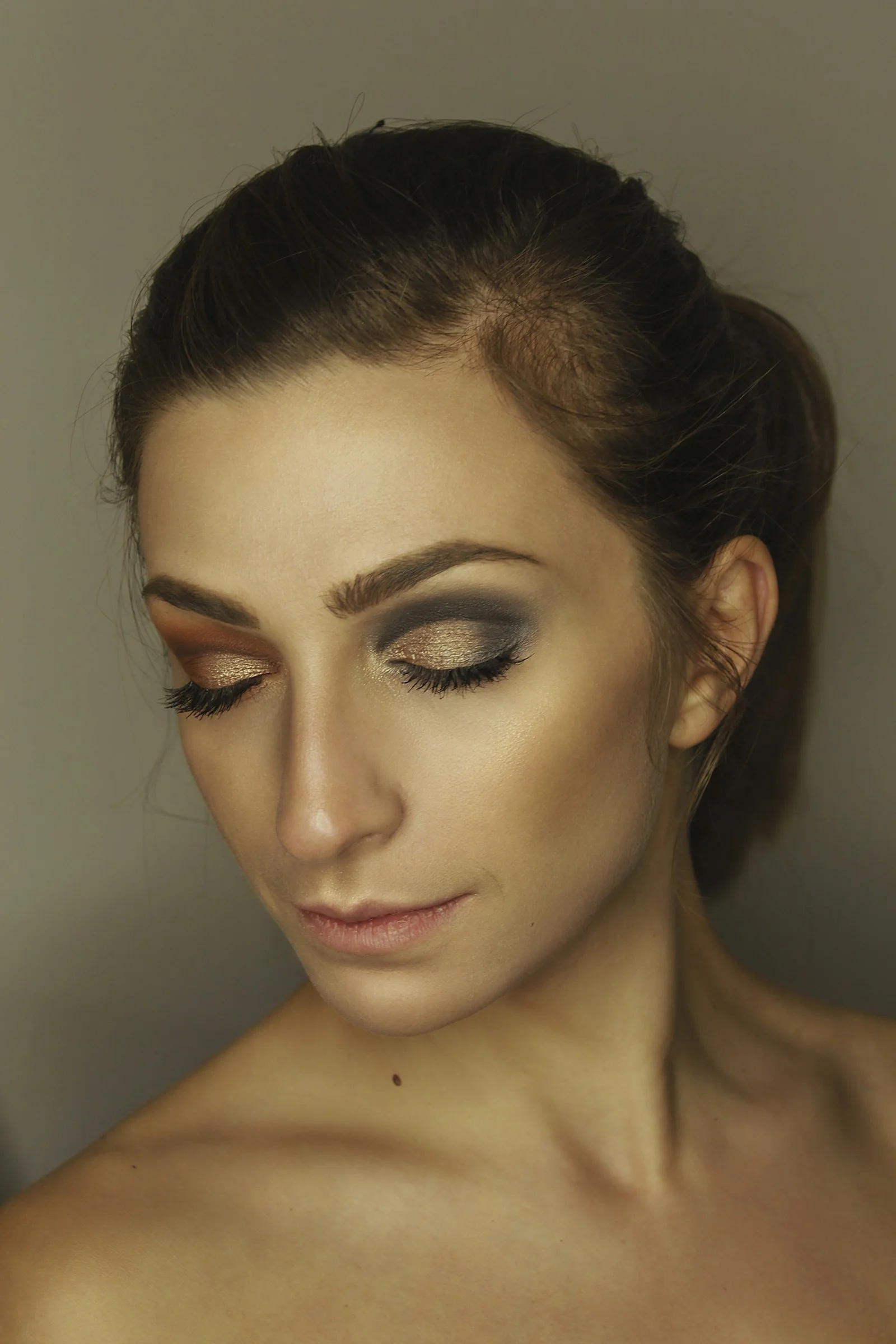 a woman with makeup on her face