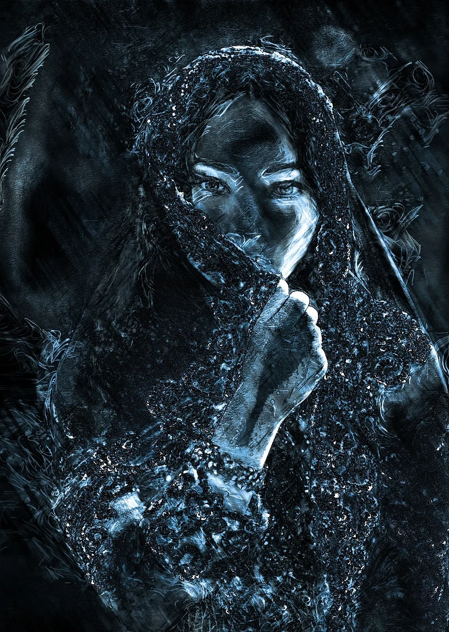 painting, drawing, face, woman