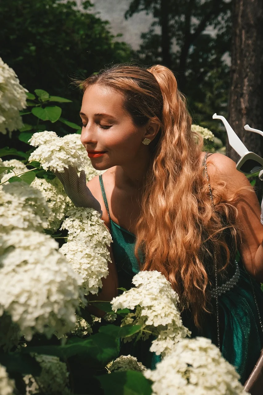 dress, woman, garden, summer