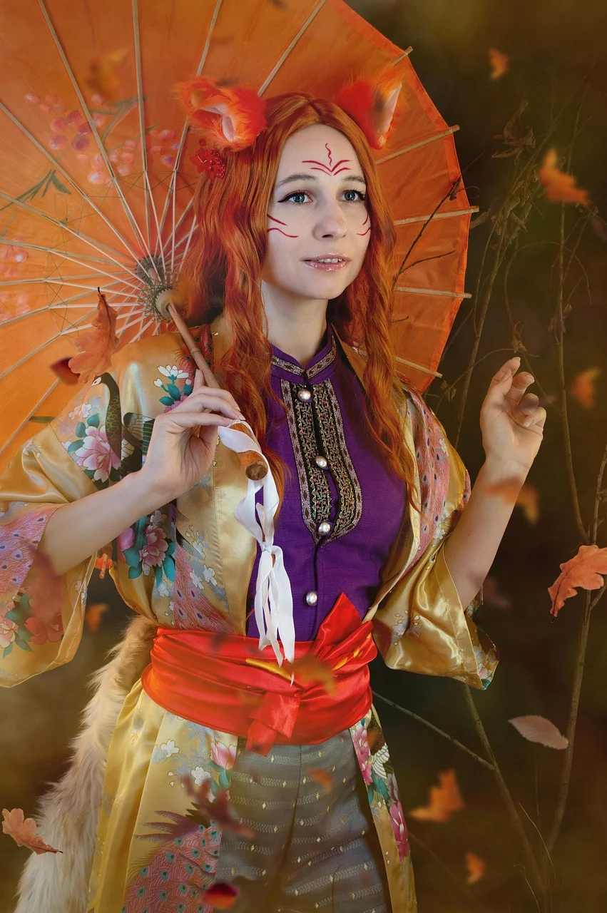 kitsune, cosplayer, a fox, posing