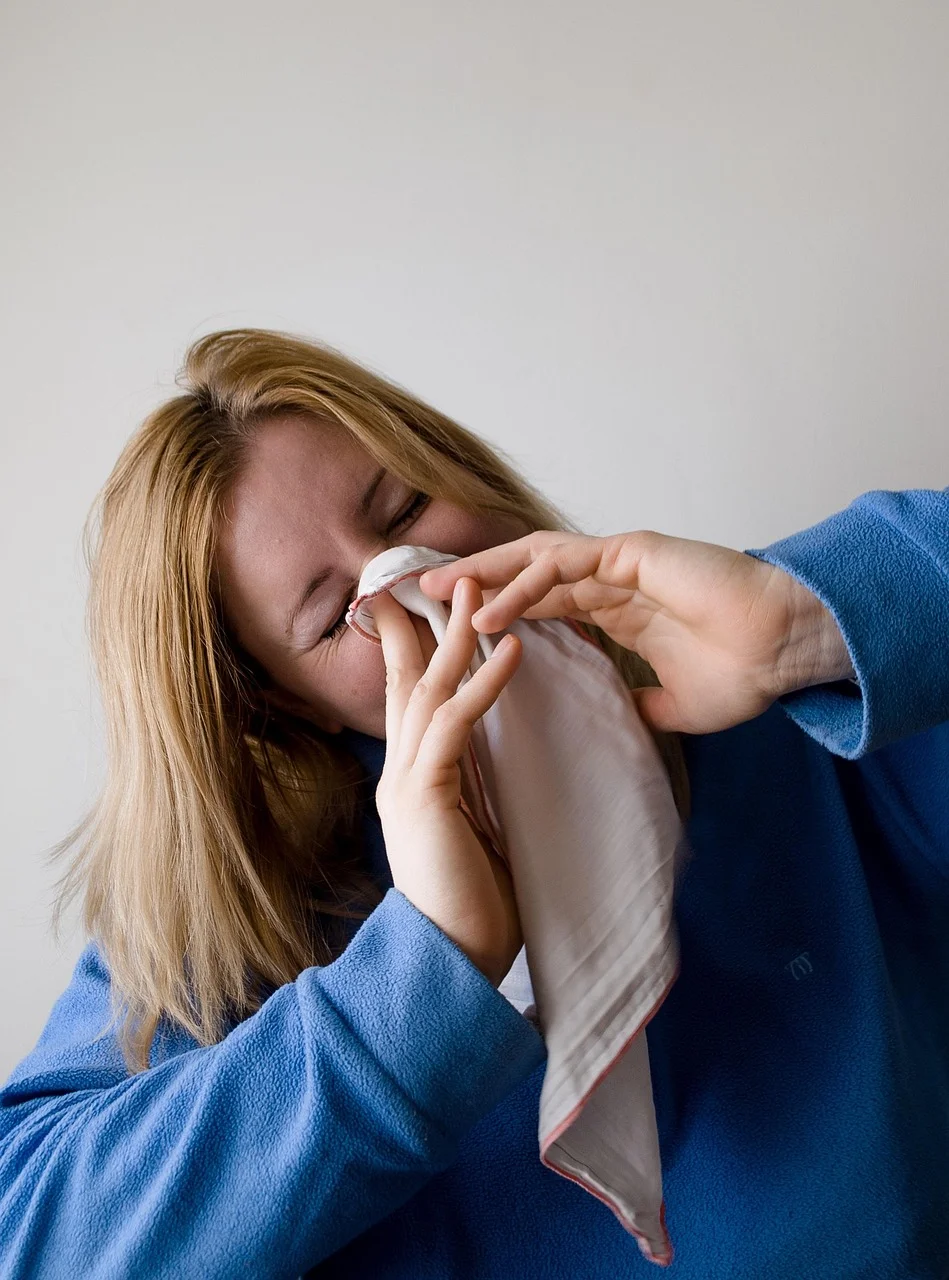 woman, sneeze, blowing nose, influenza