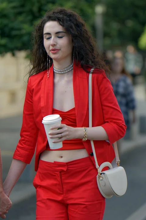 woman, young, fashion, red