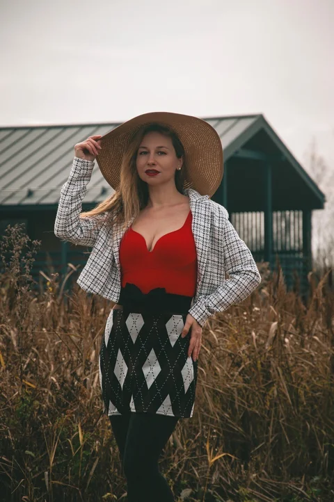 woman, autumn, hat, portrait