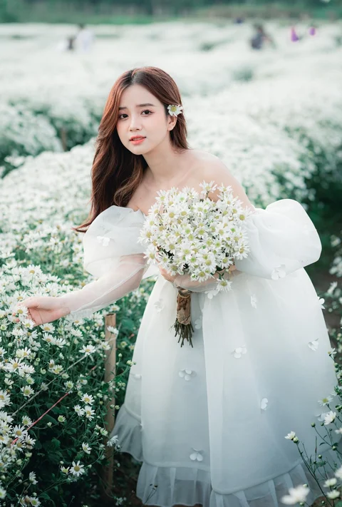 女性, 模特, 花, 花束