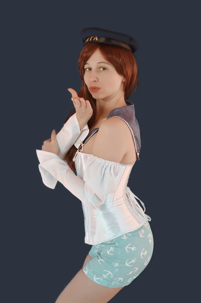 woman, sailor, pin-up, anchor