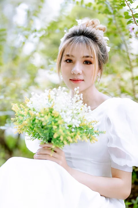 bride, model, woman, white dress