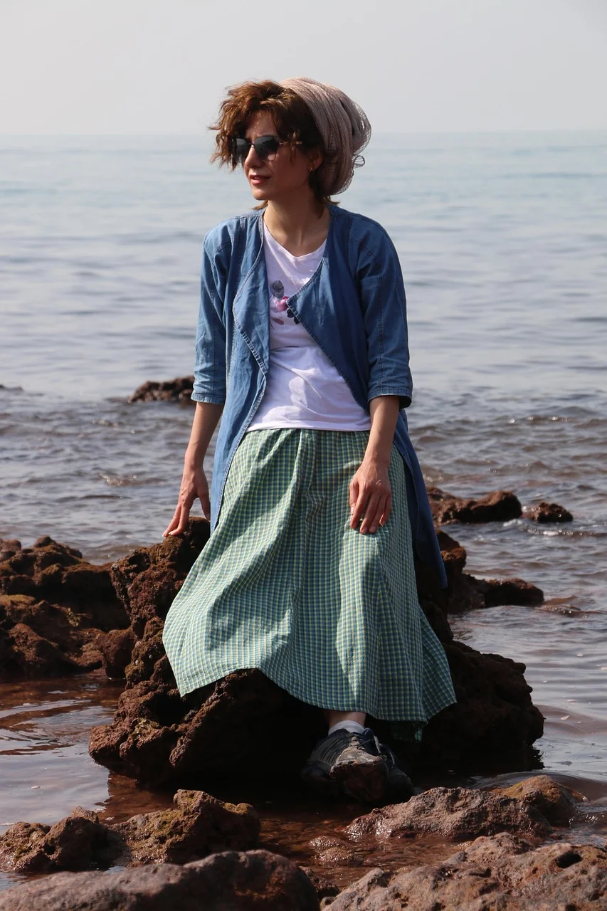 女人,大海,海滩,海洋