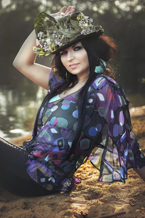 beauty, woman, flower hat, cap