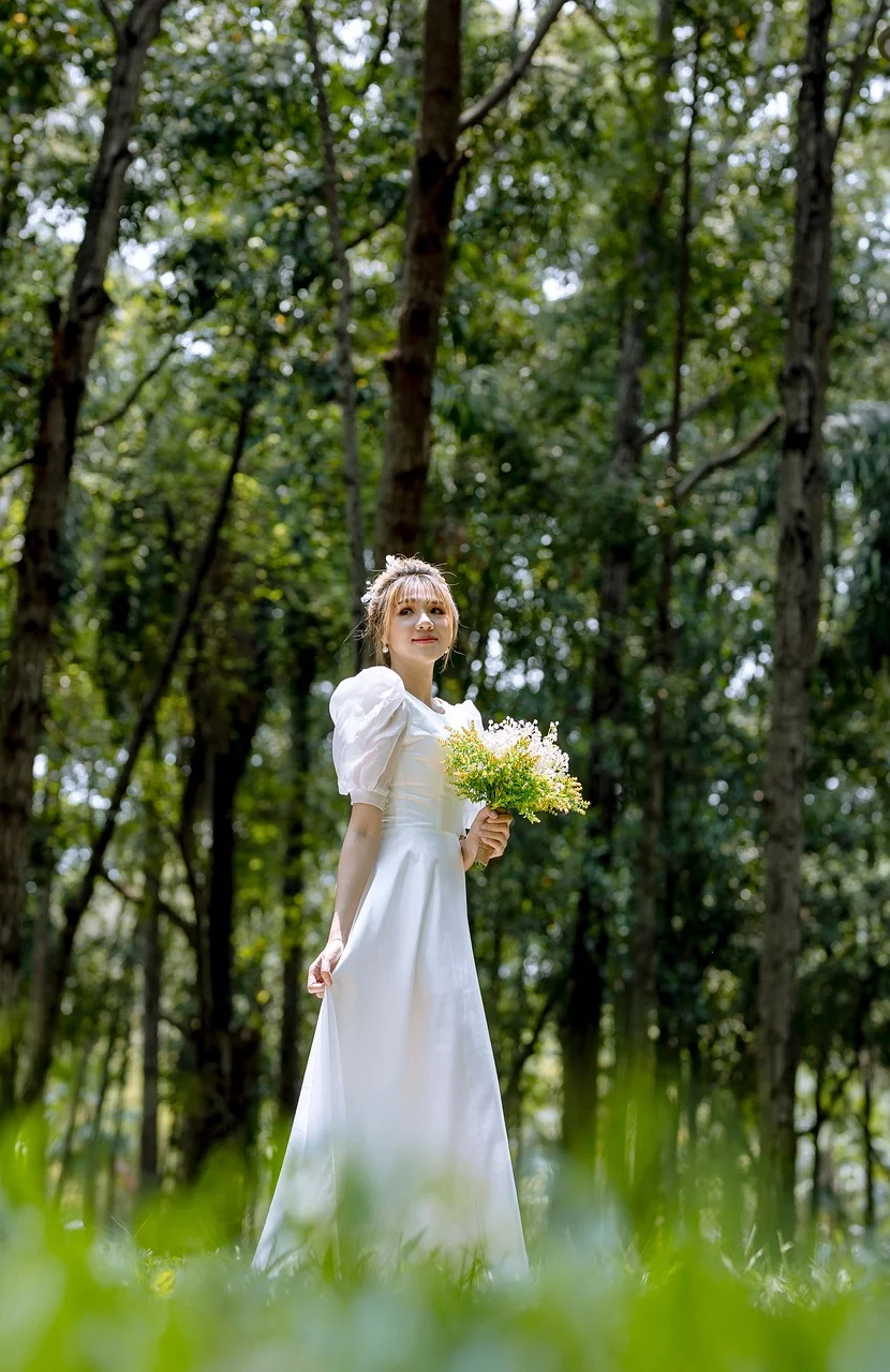 bride, model, woman, white dress