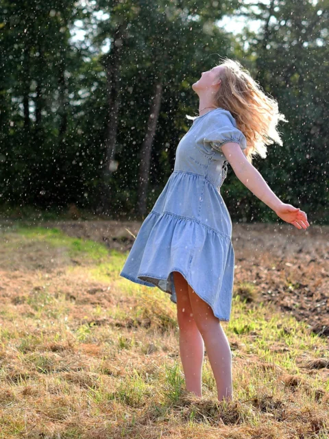 雨、女人、模特兒、人像