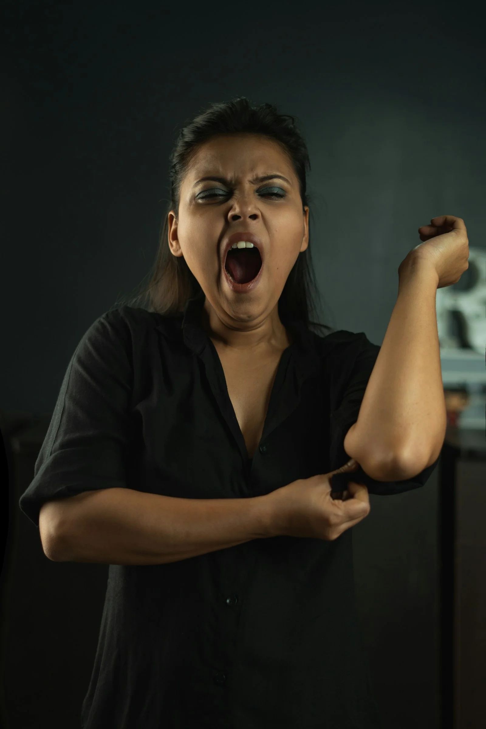 woman in black button up shirt