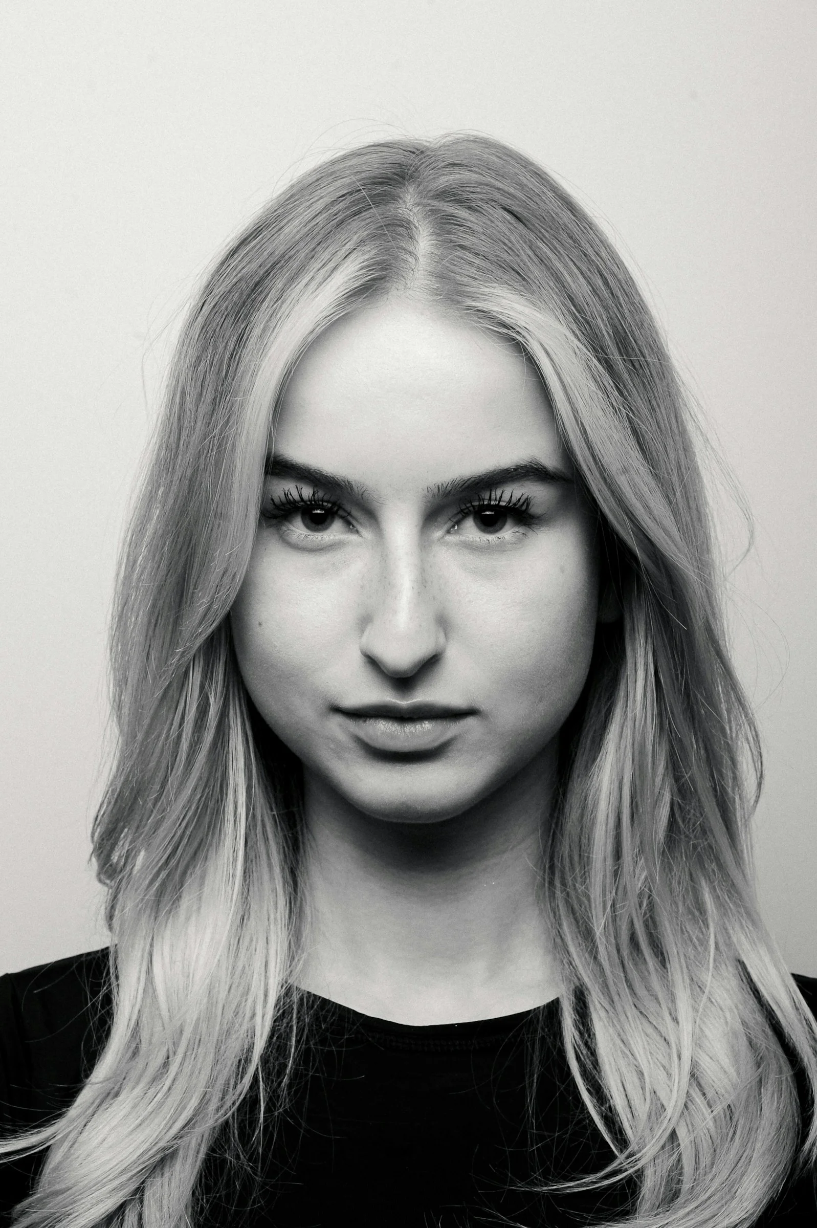 Black and white portrait of a young woman