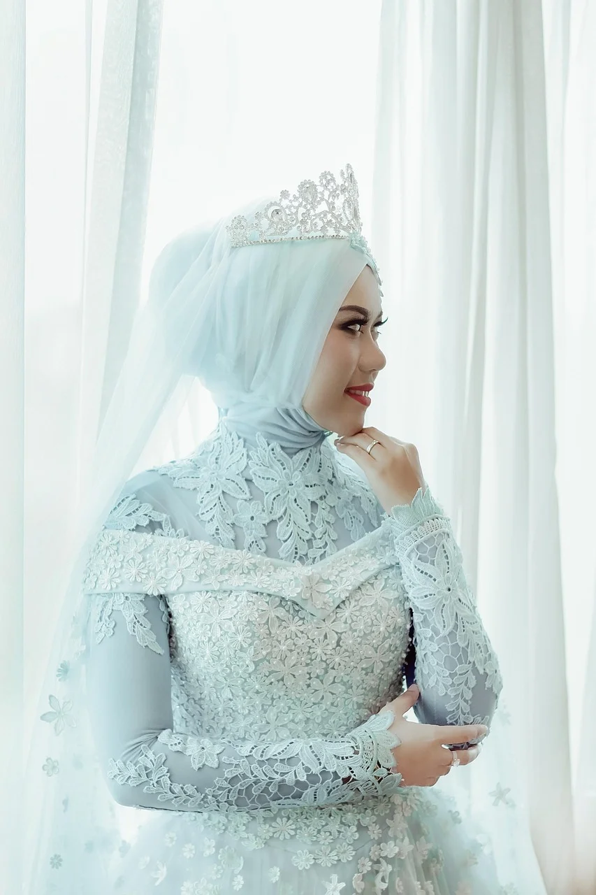 wedding, woman, dress, veil