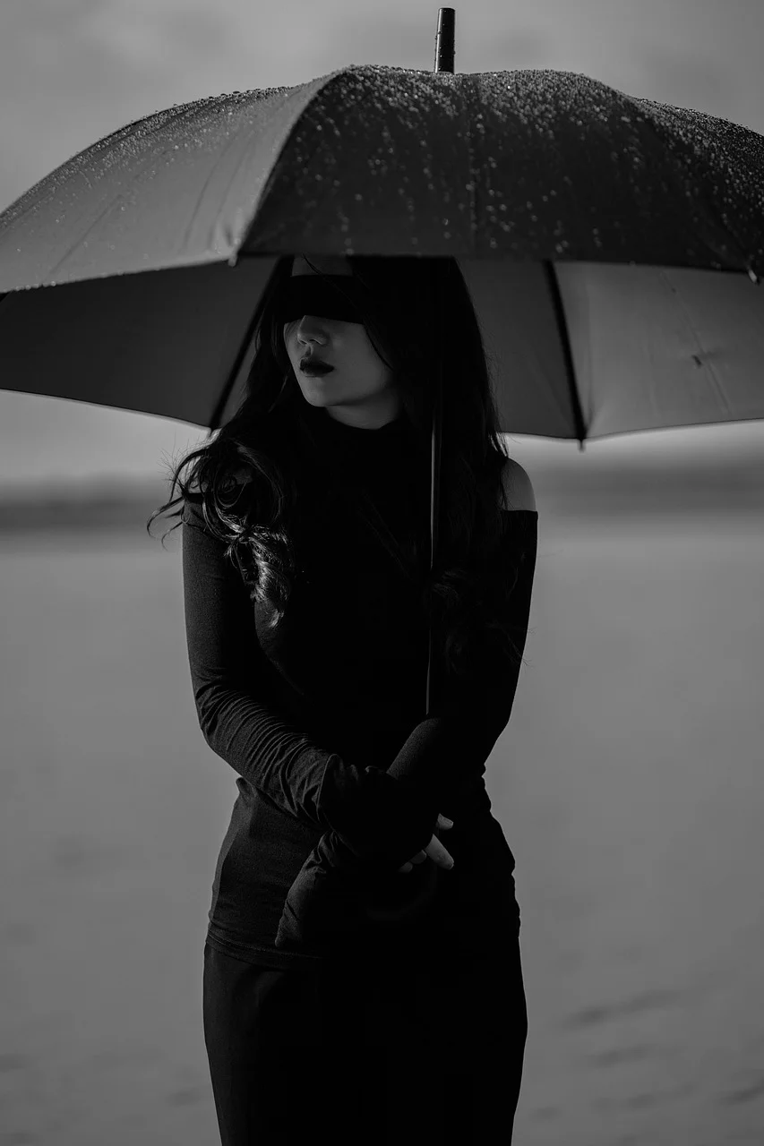 woman, umbrella, portrait, girl