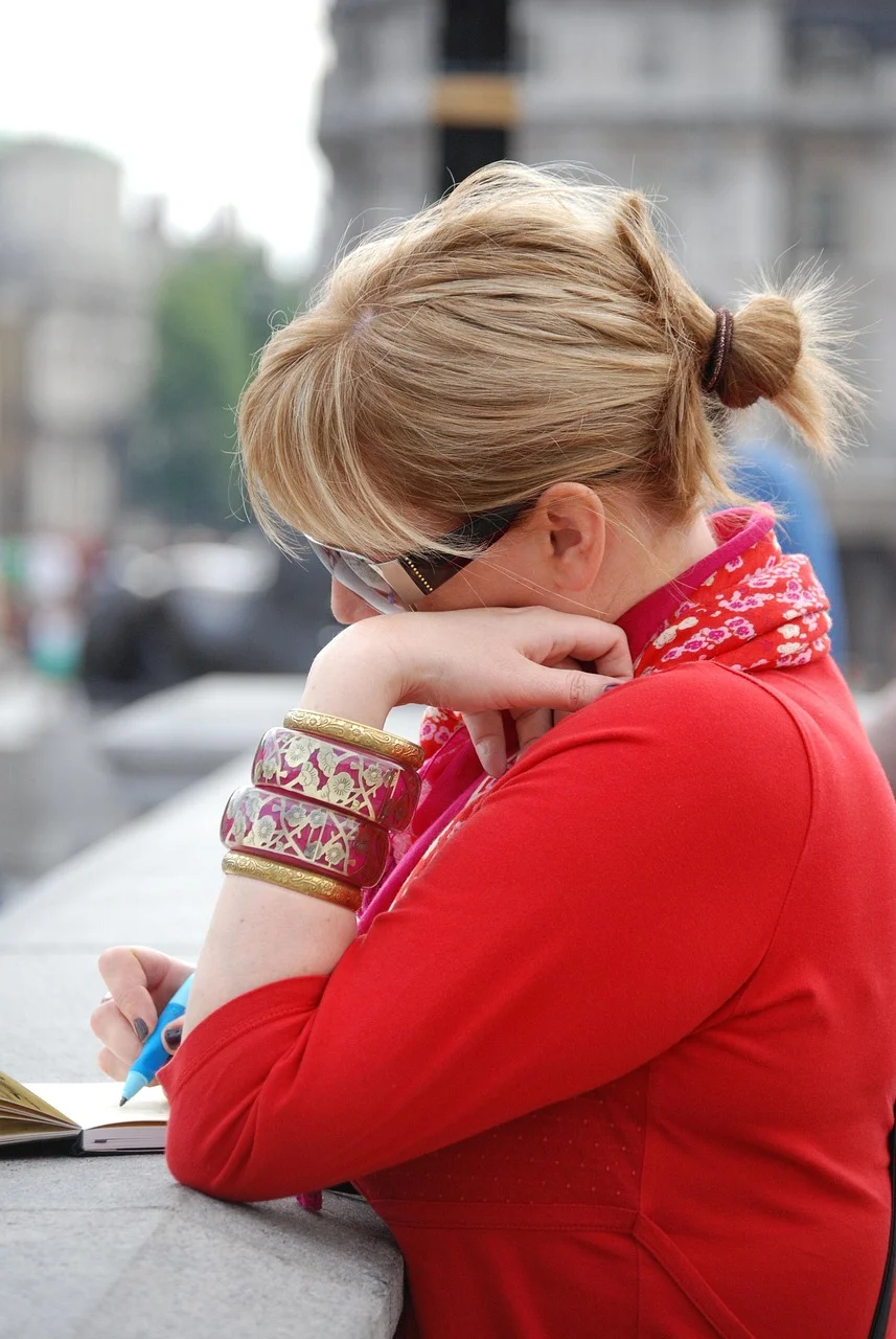 woman, person, thinking, diary