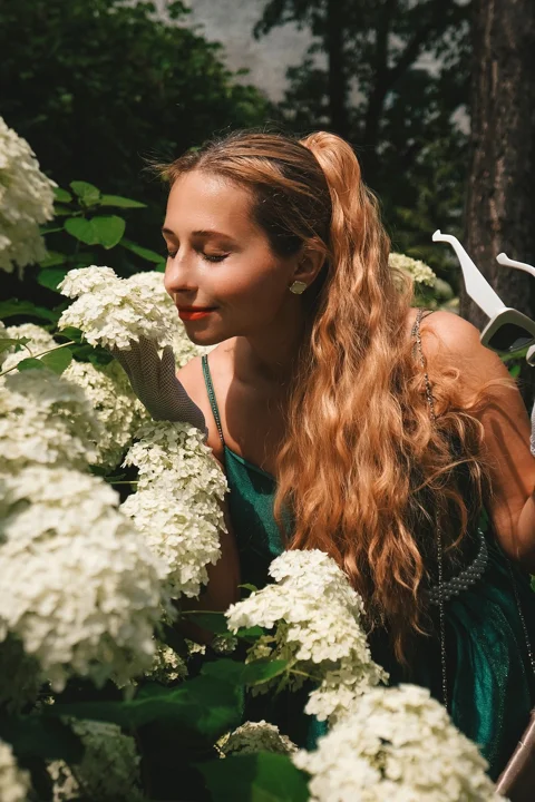 dress, woman, garden, summer