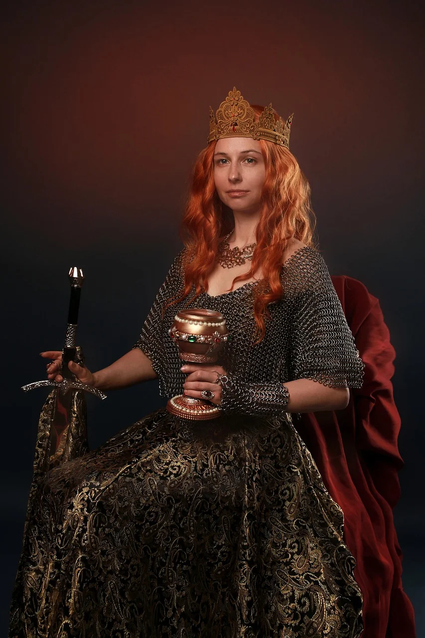 queen, sword, portrait, power