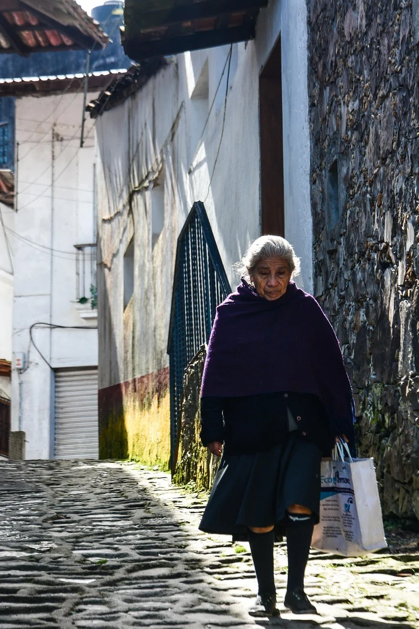 街道，奶奶，女人，老年