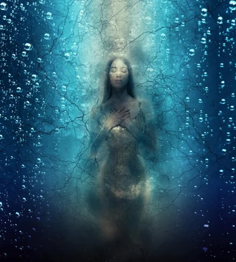 underwater, underground, woman, creepy