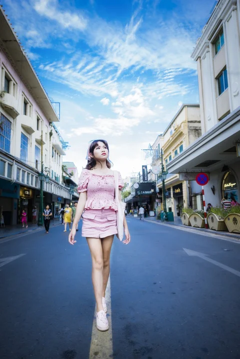 city, sunset, woman, model