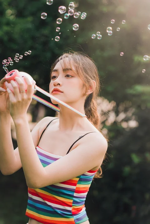 女人, 模特, 花卉, 花束
