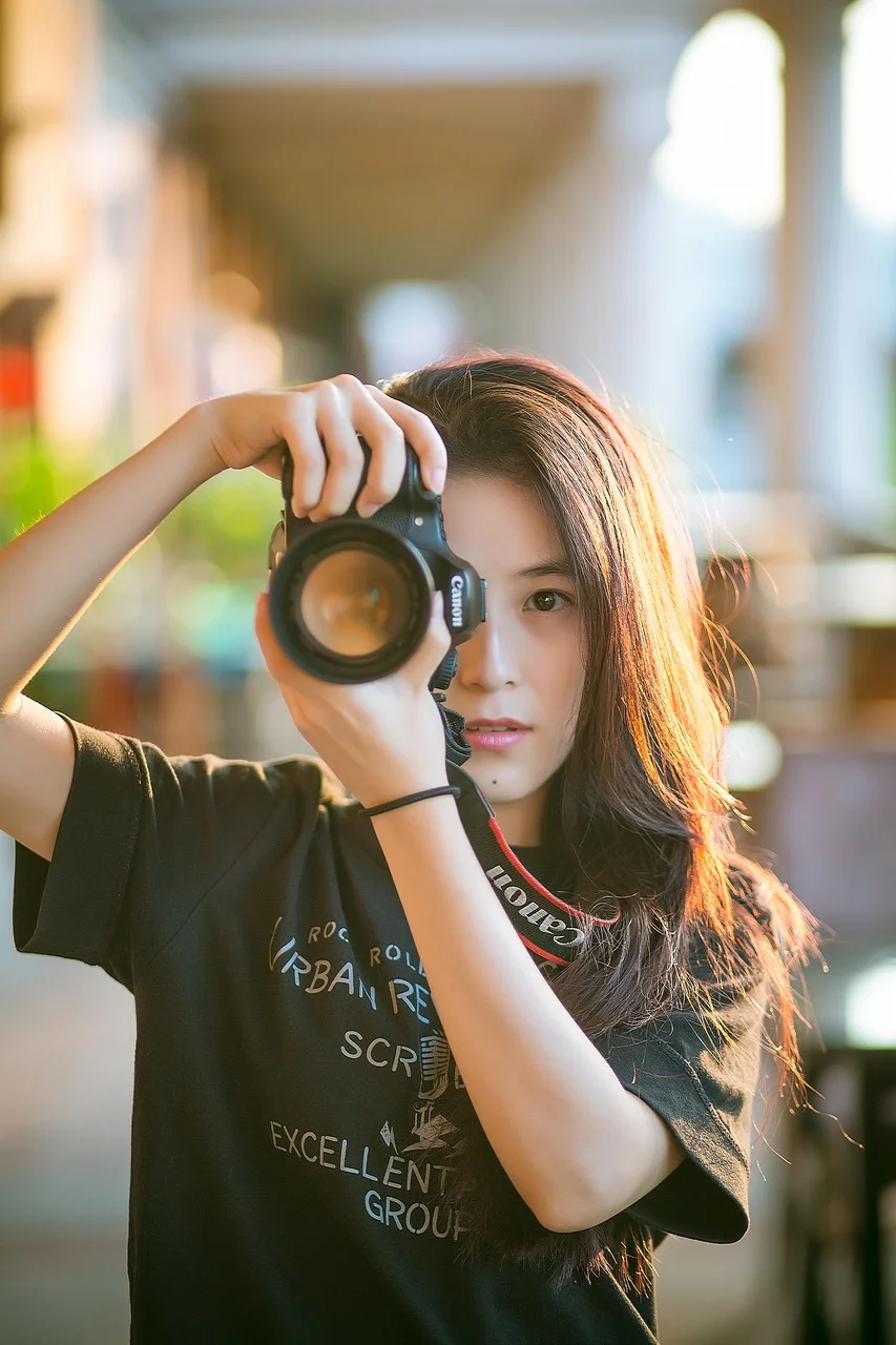 beautiful, camera, cute, girl