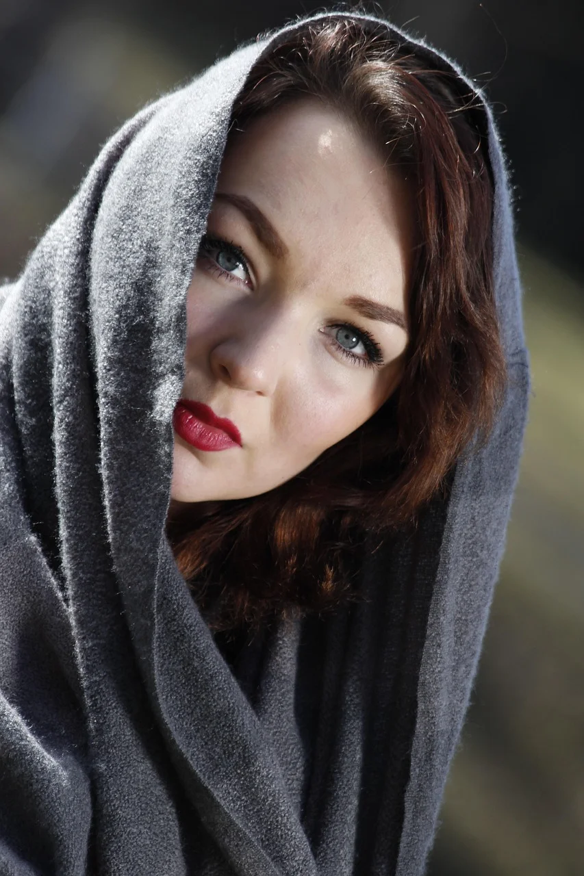 head, light, scarf, girl