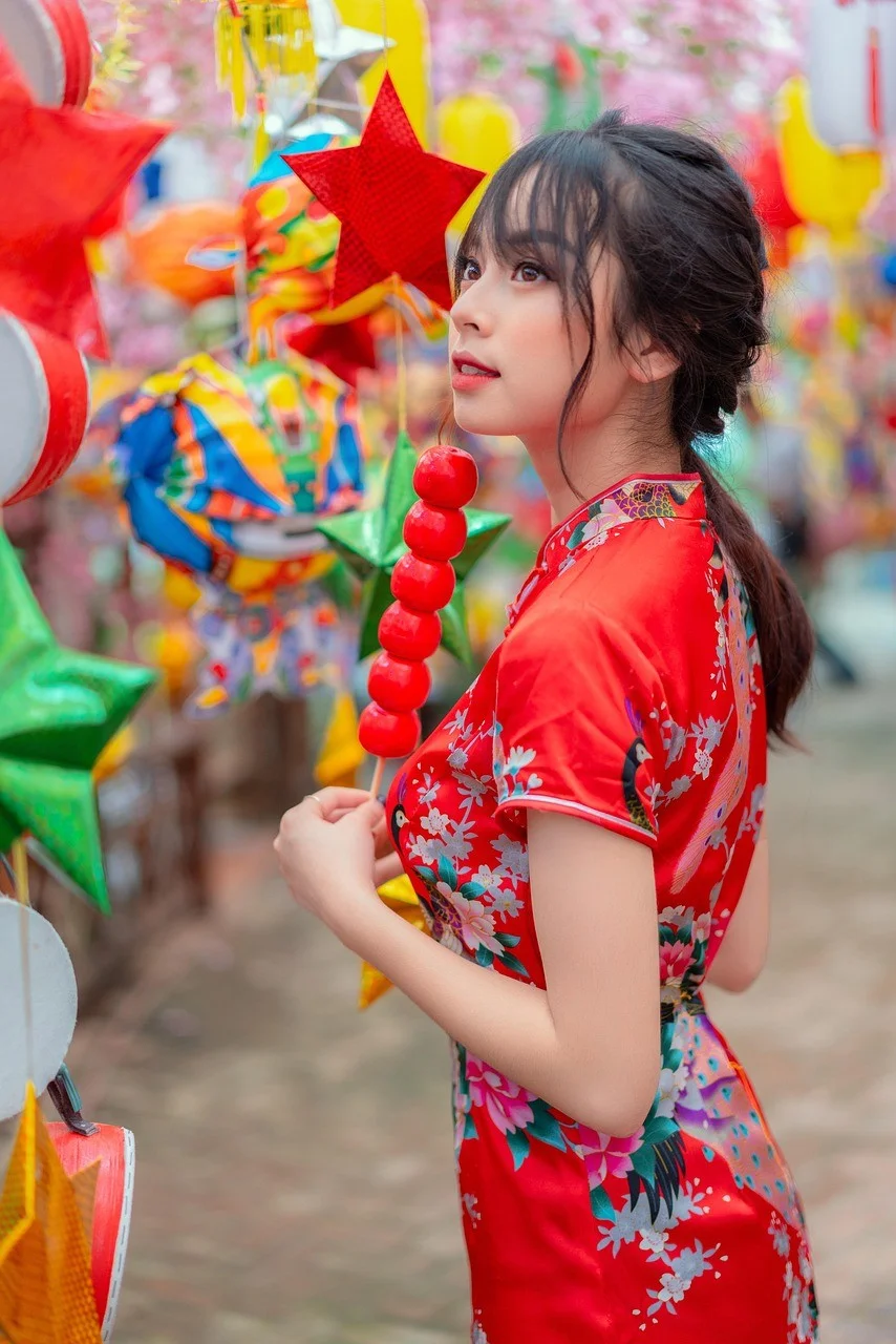 mid-autumn, lanterns, asian, woman