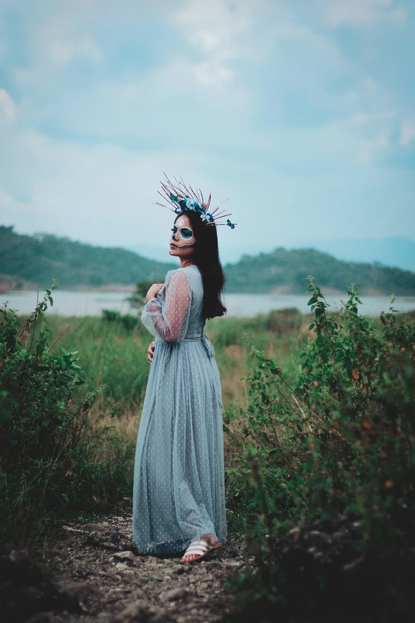woman, modeling, day of the dead, costume