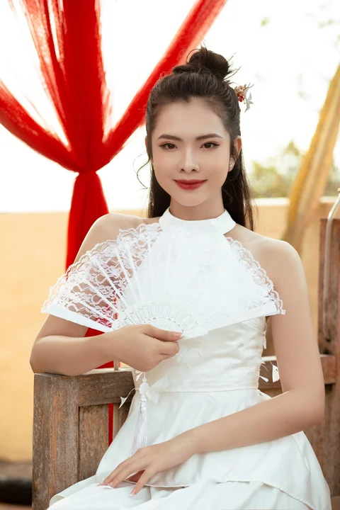 扇子、女性、女性、チャイナドレス