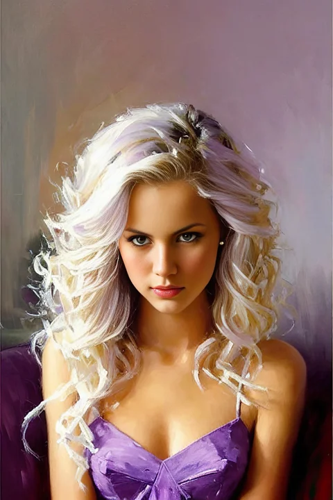 woman, blonde, dress, digital painting