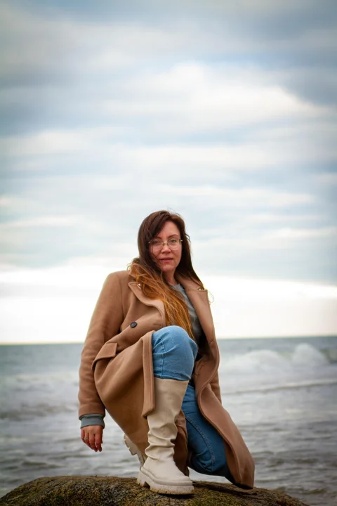 woman, pose, beach, outdoors