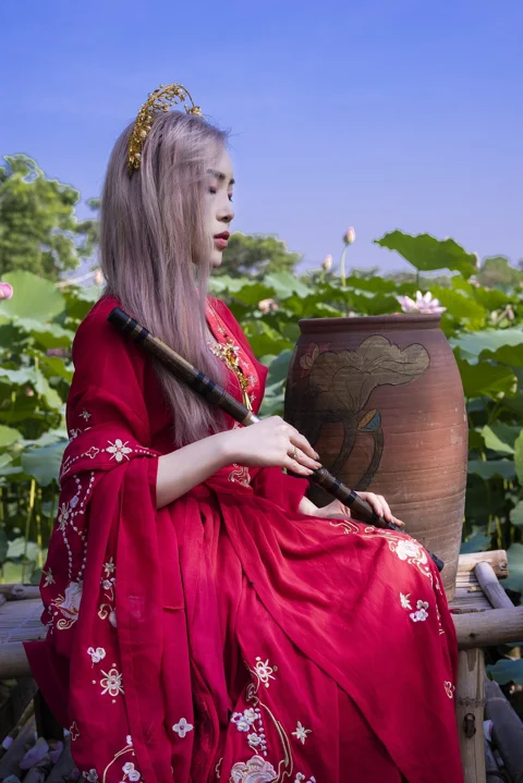 lotus, girl, female, vietnam