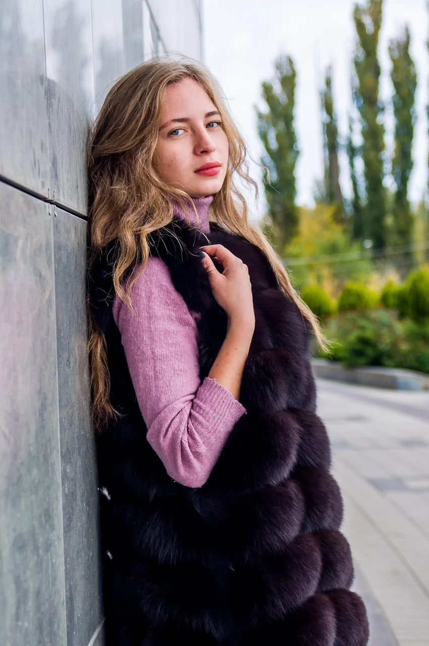 young woman, model, vest, fashion