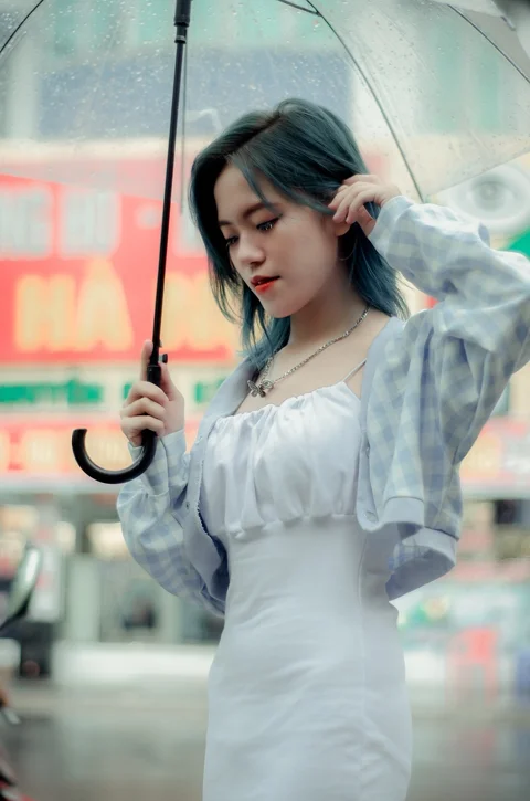 girl, umbrella, fashion, rain