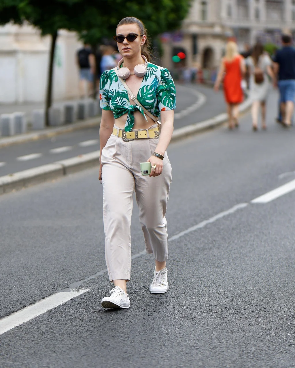 女性、ファッション、道、歩く